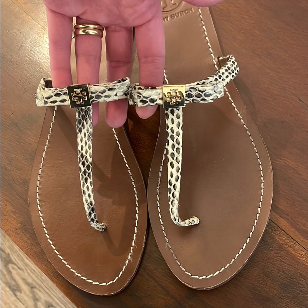 Tory Burch Snake Print Sandals